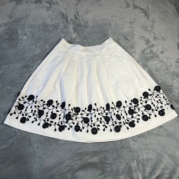 Talbots Pleated Floral-Border Skirt Size 6P Easter Preppy Office Knee Length - Picture 3 of 12